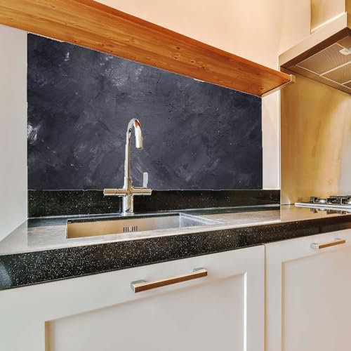 Kiwistar - Pannello posteriore della cucina - 120 x 60 cm - Calcestruzzo nero - Vetro laminato antigraffio - Adesivi per piastrelle - Cucina - Piastrelle - Design - Ristrutturazione - Pellicola cucina