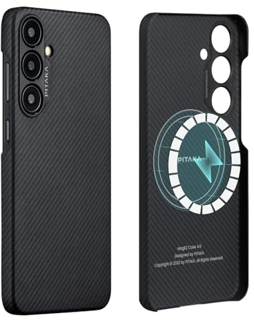 pitaka Hülle für Samsung Galaxy S24 Plus aus 100% Aramidfaser Magnetische Handyhülle Ultradünne und Kratzfeste Schutzhülle für Samsung Galaxy S24 Plus mit Kameraschutz [MagEZ Case 4] Schwarz/Grau