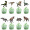 Party GO 32 Pack Realistic Dinosaur Cupcake Toppers Wild Dinosaur Cake Decorations Roar Cupcake Toppers Baby Dinosaur for Baby Shower Kids Birthday Dinosaur Theme Party Cake Decor Supplies
