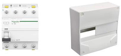 Schneider A9Z21440 Disjoncteur différentiel iID, 4P, 40A, 30mA type A, Blanc & Coffret électrique - Tableau électrique étanche - Coffret tableau - Module électrique