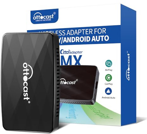 OTTOCAST Adattatore Wireless 3 in 1 per Android Auto, CarPlay e AirPlay Plug and Play Connessione Automatica - Compatibile con Auto Dotate di CarPlay Cablato o Android Auto (AirPlay solo su iPhone)