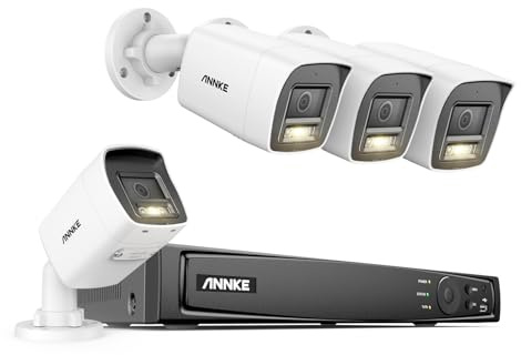 ANNKE 12MP PoE Überwachungskamera Set Aussen, 4 X Kamera mit Person- und Fahrzeugerkennung, 100ft Farbenachtsicht, IP67, 24/7 Videoüberwachung, SD-Kartensteckplatz bis zu 512G, Keine Festplatte