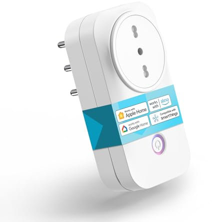 Meross Italian Smart Socket, Italienische WiFi-Steckdose (Typ L), Smart Socket Kompatibel mit Apple HomeKit, Siri, Alexa und Google Home, Fernbedienung und Sprachsteuerung, 16A, 2.4GHz
