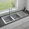 Lussena® 1160 x 500mm Stainless Steel Kitchen Sink 2.0 Double Bowl Sinks, Right Hand Drainer, Inset Drop in Installation, Free Basket Strainer Waste