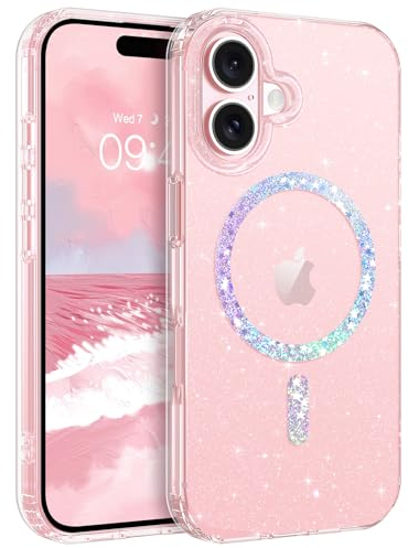 BENTOBEN für iPhone 16 Plus Hülle Handyhülle Glitzer, Magnetisches iPhone 16 Plus 6.7 Case mit Mag-Safe Muster Slim Bumper Silikon Cover Dünn Hülle für Frauen Mädchen Bling Transparent