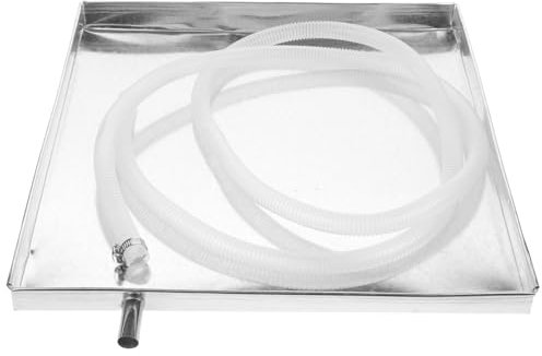 jojofuny Water-Collecting Tray Artifact - Edelstahl Auffangwanne Mit Ablauf FüR Klimaanlagen 40X40Cm Hochwertige Einfache Montage Universelle Passform FüR AußEnanlagen