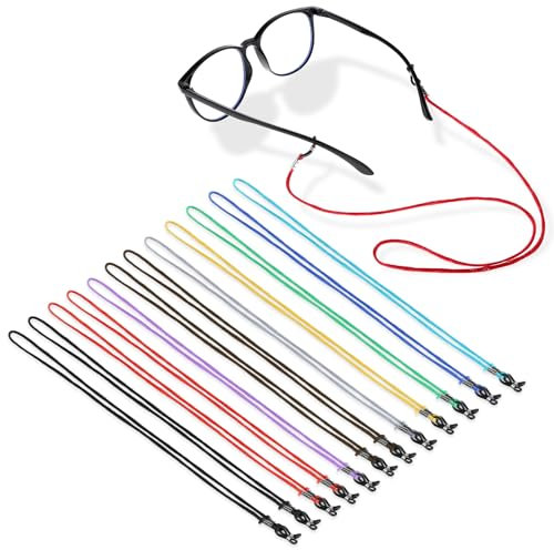 JIEYAO Eyeglasses Strap Eyewear Retainer 12 Pack, Eyeglass Holders Around Neck Eyeglass Straps Cords Spectacles Chain Lanyard Cord for Men Women
