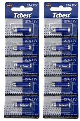 10 batterie alcaline Dunamis 27A A27 12 Volt AKA MN27 L828 – per l'uso in telecomandi, campanelli wireless, sistemi di sicurezza, ecc. (confezione da 10)