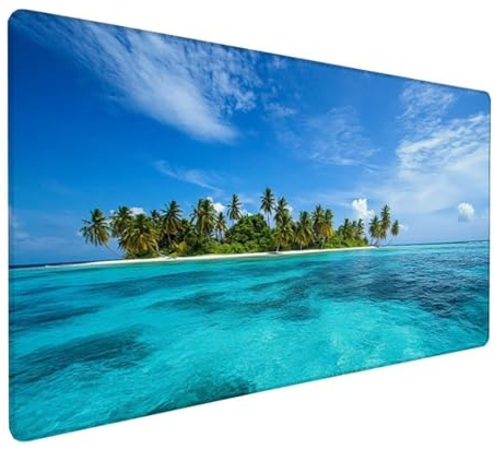 Tapis de Souris Bleu 1600 x 800 x 3 mm Grand Tapis Souris XXL, Mer Mouse Pad à Bords Cousus, Base en Caoutchouc Antidérapante Mousepad Gamer Gaming Accessoire for Bureau Decor, Cadeau Homme Z-97