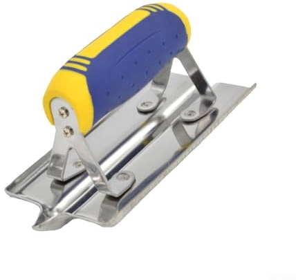 ChicBosomn Stainless Steel Groover Cement Edger, Concrete Hand Edger, Blue+Yellow+Silver, Groover Tools Set for Plaster Cement Finishing(B)