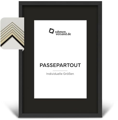 Passepartout 59,4x84 cm (A1) / Schrägschnitt-Passepartouts nach Maß für Bilderrahmen/Klassischer 1,5mm Karton in Schwarz (6100) / Innenmaße: 42x59,4cm (A2)