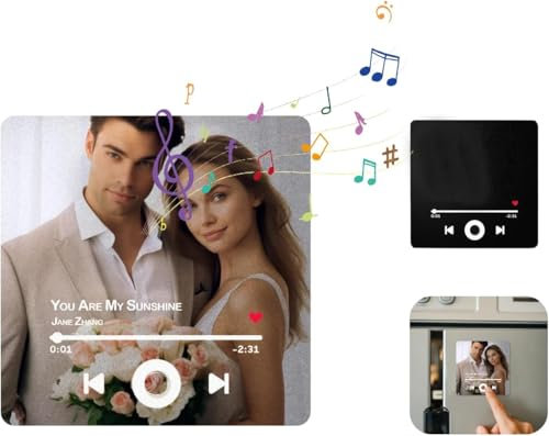 Iman de Nevera con Musica Imán de Refrigerador con Música Personalizado DIY Reproductor de Música con Foto Spotify Portada del Álbum Puede Reproducir Canciones Regalo para Parejas Valentín (C)
