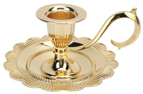 Vintage-Kerzenständer, Retro Europäischer Stil Handgehalten Zinklegierung Kerzenständer, Tisch-Kerzenständer | Antiker Kerzenständer | Einzelner Kerzenständer für Zuhause (Gold)