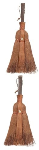 NOLITOY Brown Silk Broom Radiator Brush Flash Dust Magnet Brushes Short Handle Broom Pet Handheld Electrostatic Electric Portable Sweeping Clip Mini Handle