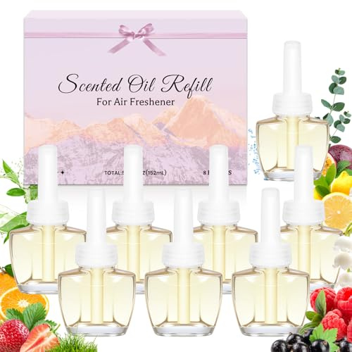 SCENTORINI Duftölflakon Nachfüller, Raumduft Lufterfrischer 8x19ml | Himbeerduft, Maiglöckchen Duft, Zitronenduft, Raum Duftöl, Kompatibel Mit Air Wick und Glade Duftstecker