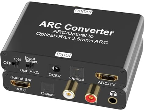 HDMI ARC Audio Extraktor 192kHz DAC Audio Wandler, Tendak ARC/Optical Toslink SPDIF zu SPDIF Cinch L/R 3,5mm Aux Stereo Audio Adapter, HDMI ARC Audio TV Adapter und Digital zu Analog Audio Konverter