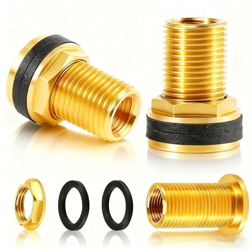 2 Pièces Raccord en Laiton pour Réservoir d'eau, Raccord Citerne Eau de Pluie, avec Filetage Extérieur x Filetage Intérieur 1/2 pour l'eau Tape des Barils de Pluie des Réservoirs d'eau (3/8)