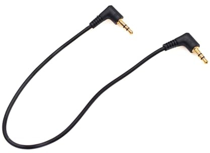 JZK 30CM 3.5mm TRS Audio Stereo Cable, Gold Plated 90 Degree Right Angle 3.5 Male to Male Jack Plug Car Aux 3-Pole Audio Cord