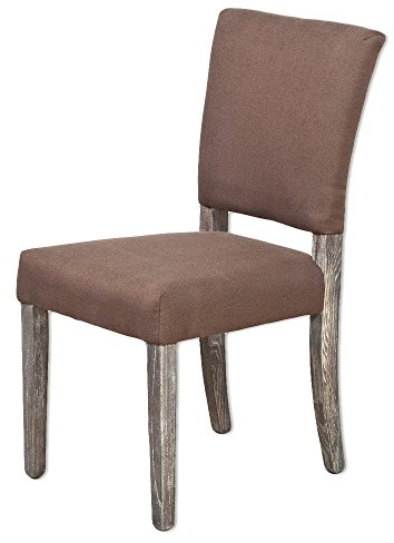 LEBENSwohnART Stuhl New Retro Seal-Brown Esszimmerstuhl Küchenstuhl Stoff Nieten Rubberwood