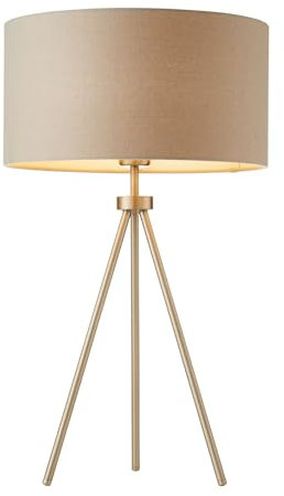 Endon 66986 Tri Grey One Light Table Lamp In Matt Nickel Plate With Grey Linen Mix Shade