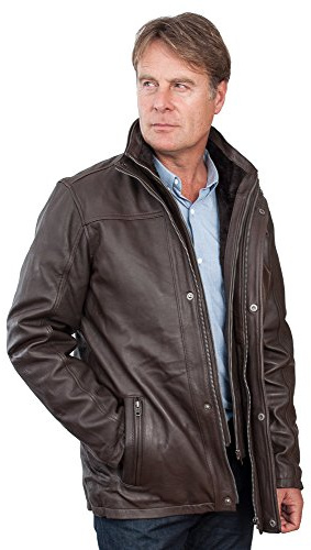 Männer von mittlerer Länge Klassische Warm schwarzen Lederjacke