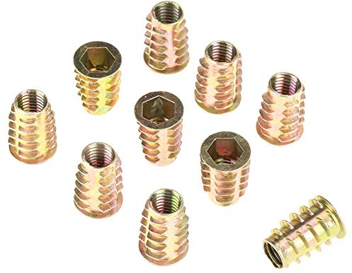 Hilitand 10 Pcs M10 x 25mm Hex Drive Head Furniture Nut, Zinc Alloy Wire Nuts, Type Threaded Hex Socket Screw for Wood Insert Assortment Kit