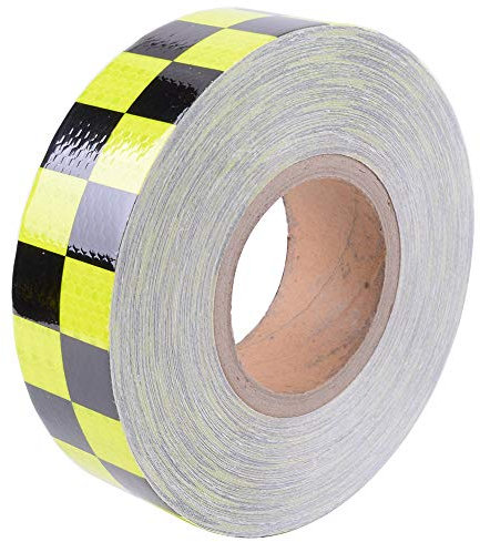 Reemky reflektierende Sicherheitsband 2x 9.8ft Nacht Warnung Vorsicht Klebstoff Sichtbarkeit Checker Markierung Aufkleber Aufkleber Rollfilm LKW RV Anhänger Boot ATV 6 Farben optional (5cm x 3M)