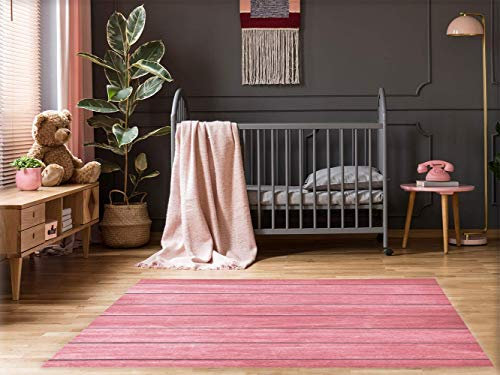 OEDIM Tapis Carpette Vinylique Lino de Sol Impression Bois Rose | 95 cm x 165 cm | Décoration Maison | Tapis en PVC | Sol en Vinyle