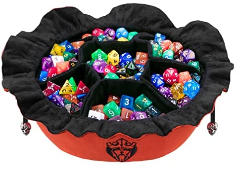 CardKingPro Immense Würfelbeutel mit Taschen – Orange – Kapazität 150+ Würfel – Großartiger Organizer für Würfelsammler, Perfekt für Dungeons and Dragons [Patentiertes Design]