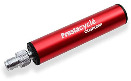 Prestacycle Alloy CO2 Pump – Compact Mini Hand Pump Compatible with CO2 Inflator Heads – Lightweight 35g, Up to 120 PSI – Portable Tire Pump for Road & MTB Bikes – Fits Presta & Schrader