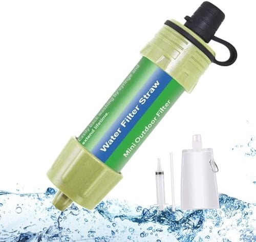 Lixada Wasserfilter, 5000L Mini Wasserfilter für Outdoor Camping, Stroh Trinkwasserfilter Wasser Filtrationssystem Wasserreiniger für Notfallvorsorge Camping Reise