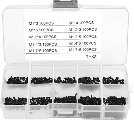 Schrauben Set, 1000 Stück Kleine Schrauben Kreuzkopf Selbstschneidende Schrauben Sortiment Kit Mikroschraube Set Für Uhren, Brillen, Elektronik Oder Sonstiges M1 M1.2 M1.4 M1.7