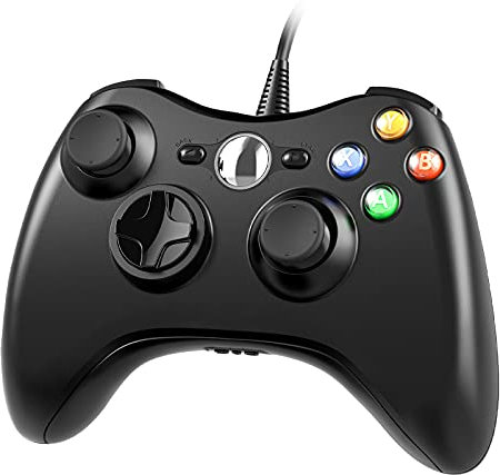 CHEREEKI Controller for Xbox 360, Wired PC Game Controller Joystick Gamepad for Xbox 360 Windows Vista/7/8/8.1/10/PC - Ergonomic Design - Dual Vibration (Black)