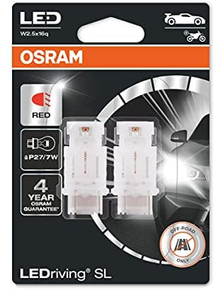 OSRAM LEDriving® SL, ≜ P27/7W, Red, LED signal lamps, Off-road only, non ECE, Double Blister