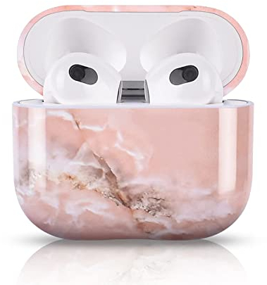 Newseego Hülle Kompatibel mit AirPods 3 Hülle, Stilvolles und Exquisites Marmormuster Harte PC-Kopfhörerhülle Airpods Zubehör Tragbare Stoßfeste Schutzhülle für AirPods 3 Ladehülle-Rosa