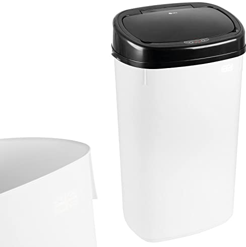 Dihl - UK MADE - 50L White Sensor Bin with Black Sensor Bin Lid Kitchen Waste Dust Bin Automatic Motor