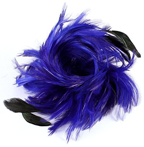Ruilogod Femmes Blouse Blouse Blue Faux Plume Decor Aligator Pince à cheveux Broche Pin