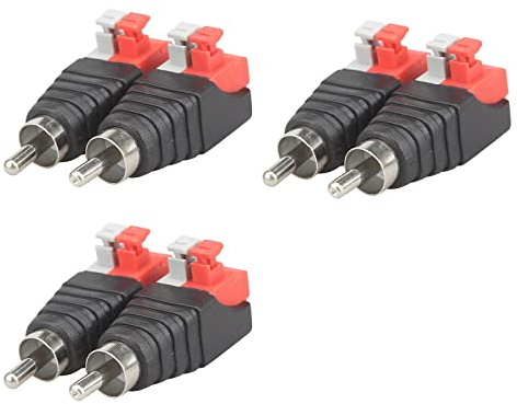 Cerioll RCA Stecker/Buchse zu AV 2 Schraubklemme Video Audio Feder Presse Typ Balun, Lautsprecher-Phono-Cinch-Stecker Auf Av 2-Schraubklemmen, RCA zu Lautsprecher Kabel Adapter