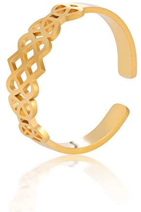 kkjoy Edelstahl-Ring mit keltischem Knoten Einstellbare offene Fingerringe Wicca Hexenknoten Ring für Frauen