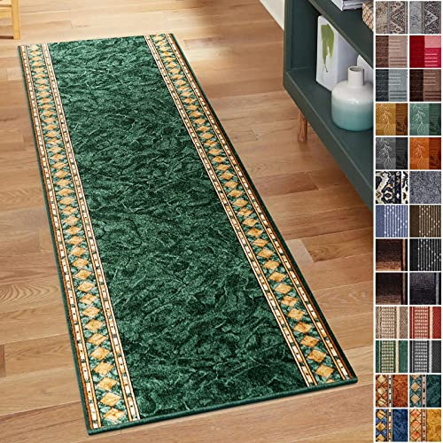 Floordirekt Teppich Läufer für Küche, Flur & Wohnraum - Teppichläufer 67 cm breite Meterware - Flurteppich - Küchenläufer - Wohnzimmer (67 x 300 cm, Rügen Grün)