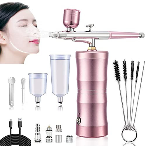 Aérographe avec Compresseur, Multi-Fonctions Airbrush Set Rechargeable Mini Compresseur d'air Portable Kit pour modélisme, Maquillage, Tatouage, gâteau, Nail Art