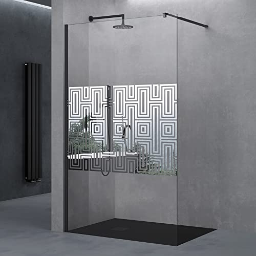 Sogood Paroi de Douche à L'italienne 100cm Bremen02DM Pare-douche avec Stabilisateur Rectangulaire Noir Verre de Sécurité de 10 mm Revêtement NANO 100x200cm
