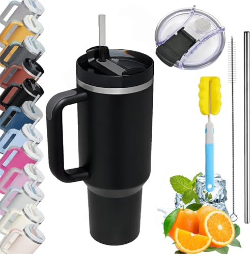 Farberly 6Pcs thermobecher mit strohhalm isolierbecher mit strohhalm und henkel,Kaffeebecher für unterwegs,Thermobecher,Autobecher, Trinkbecher, Reisebecher mit Henkel und Strohhalm kostenloser