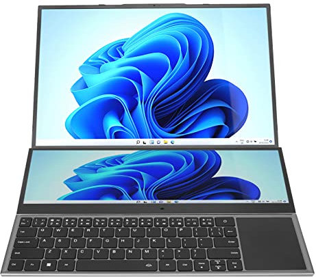 Computadora Portátil con Pantalla Dividida, Pantalla Táctil Secundaria de 14 Pulgadas 32GB 256GB 13600mAh Batería Computadora Portátil con Pantalla Doble para Entretenimiento