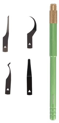 Degumming Knife Set, 4 in 1 Precision Magnetic Degumming Spade Scraper Repair Tool for Electronics Repair and Soldering (Green A)