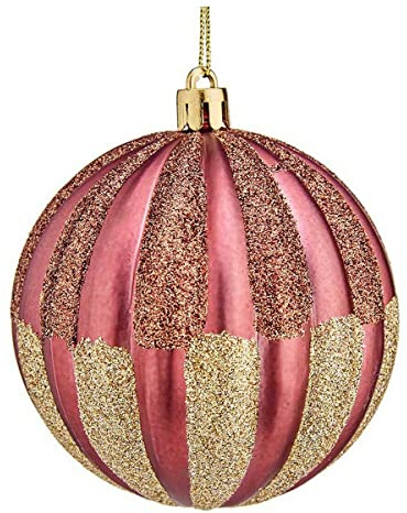 Weihnachtskugel Ø 8 cm 6 Stück Rosa PVC Kunststoff