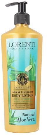 LORENTI TOKYO & SEOUL Loción corporal de aloe vera y cucumber para mujer, 400 ml, crema corporal con cuidado profundo, loción corporal, loción hidratante, cuidado personal para mujeres