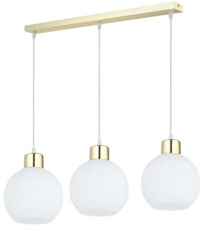 KAR LIGHTING Pendelleuchte 3-flammig aus Metall in Gold mit weißen Details, höhenverstellbar | E27 Fassung | LED geeignet | Hängelampe für Wohnzimmer, Esszimmer, Küche, Büro oder Schlafzimmer
