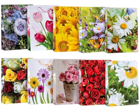 Laro Premium-Line JUMBO Geschentaschen Geschenktüten 10-100 Stk Jumbo Blumen, Anzahl:20, Muster Tüten:Jumbo Blumen