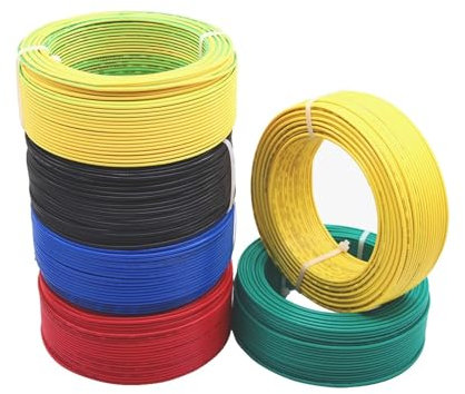 20/19/18/16/14/12/10/8 AWG Single Core Wires Electric Hard Copper Cable PVC Insulated Electrical Wiring 0.5-10mm2 Building Cord (Color : Green, Size : 100M_10 AWG-6MM2)